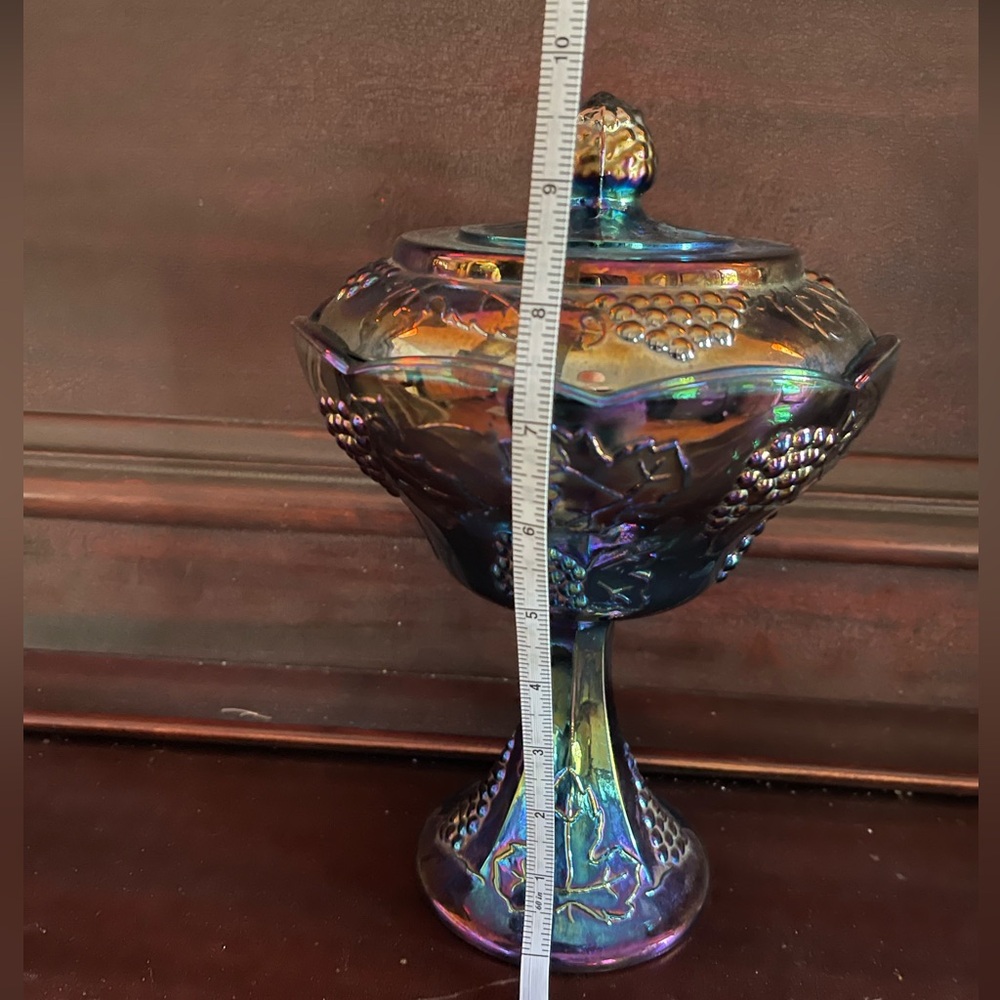 Vintage Indiana Glass ~ Harvest Grape 🍇 Blue 💙 Carnival Compote with Lid… - Picture 3 of 14